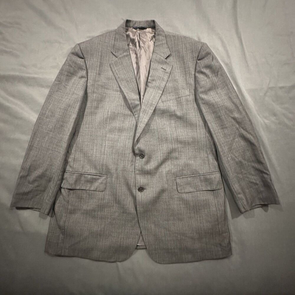 Brooks Brothers Blazer Mens 46L 100% Wool Sport Coat Gray Made in Italy 2 Button